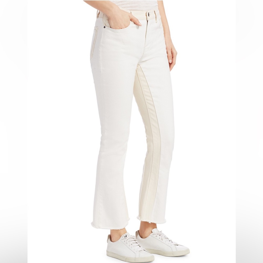 Frame Le Crop Mid-Rise Mini Bootcut Two-Tone Jeans